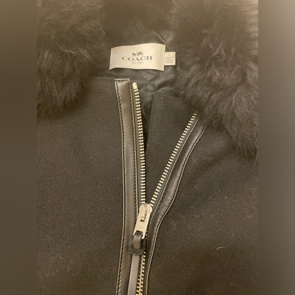 COACH Brand New Ladies WOOL SHEARLING COAT Jacket LEATHER TRIM Women large - Picture 5 of 14